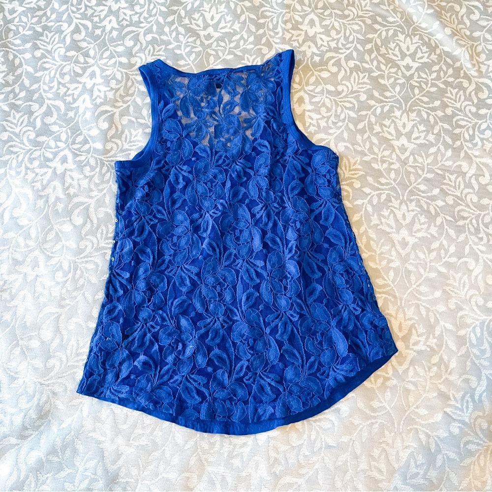 Express Sequin Lace racer back tank XS - Picture 3 of 4